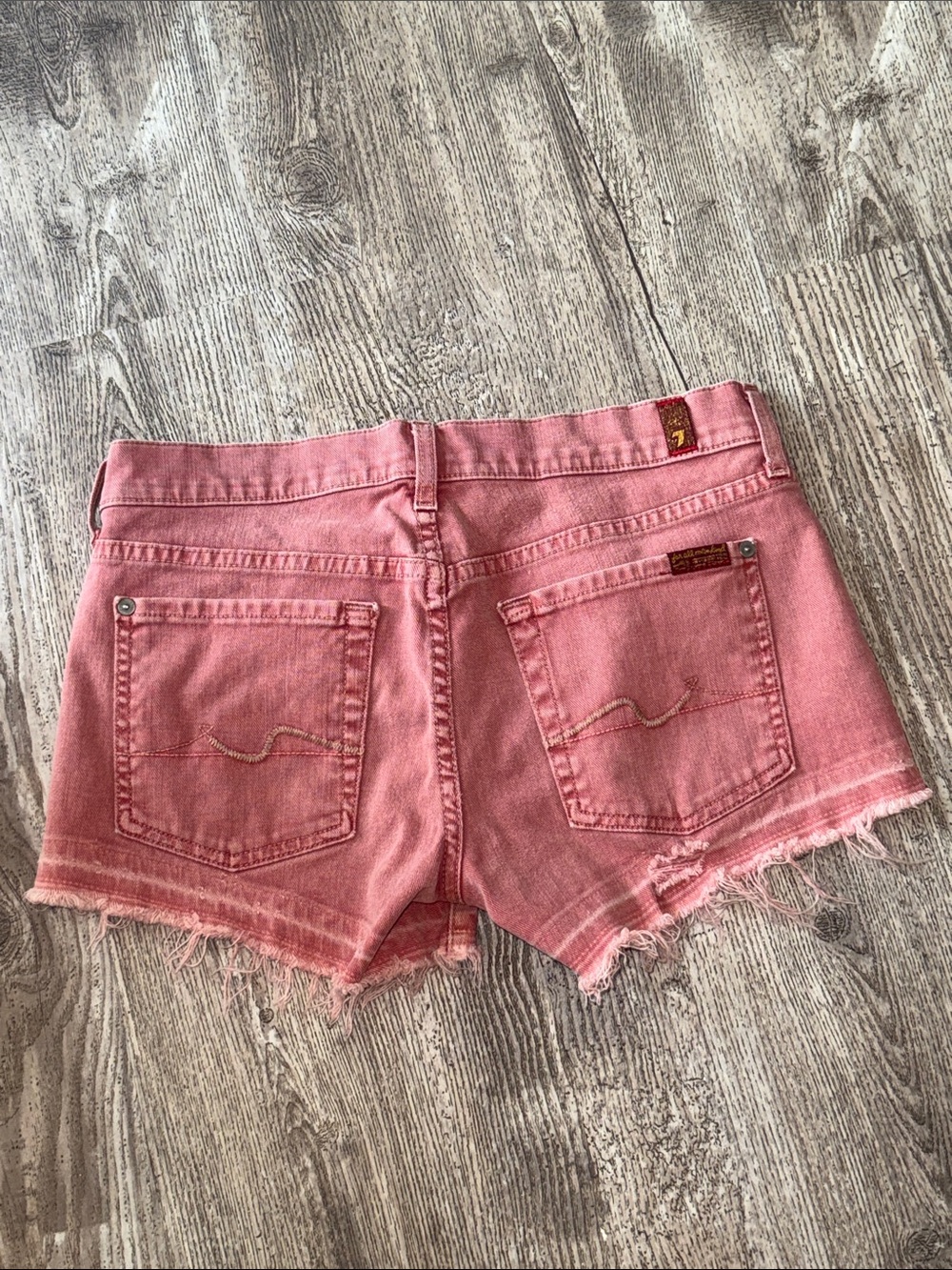 7 For All Mankind Pink Denim Cutoff Shorts